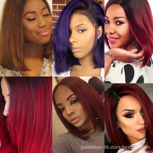 150% 180% Brazilian Hair Cuticle Aligned Hair Bob Lace Wig , Human Hair Lace Front Wig Ombre Wigs For Black Women